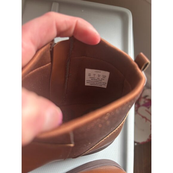 Stride Rite Girls Brown Ankle Boots With Glitter Accents & Side Zippers - Size 5 - Picture 3 of 7